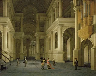 El interior de una catedral renacentista a la luz de las velas